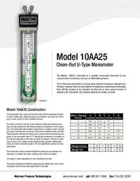 Thumbnail of document Data Sheet - 10AA25 Clean-Out U-Type Manometer